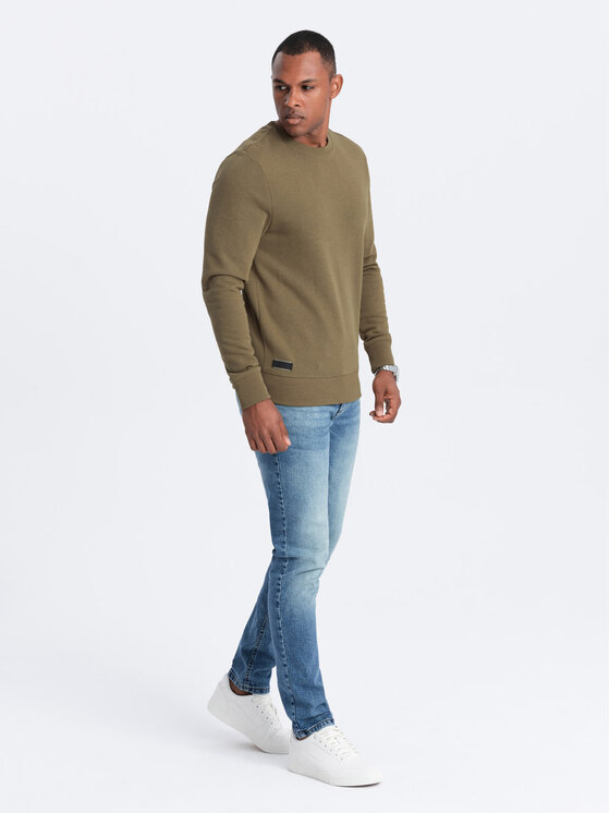 Ombre Ombre Bluza OM-SSBN-0159 Zielony Regular Fit