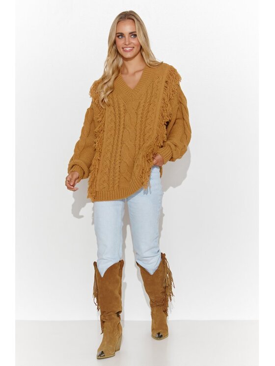 Makadamia Makadamia Sweter S135 Żółty Over Fit