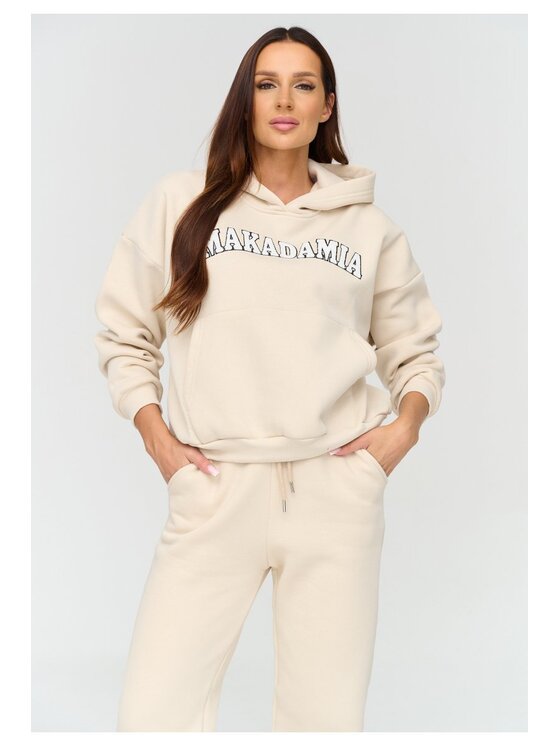Makadamia Makadamia Dres A16 Beżowy Loose Fit