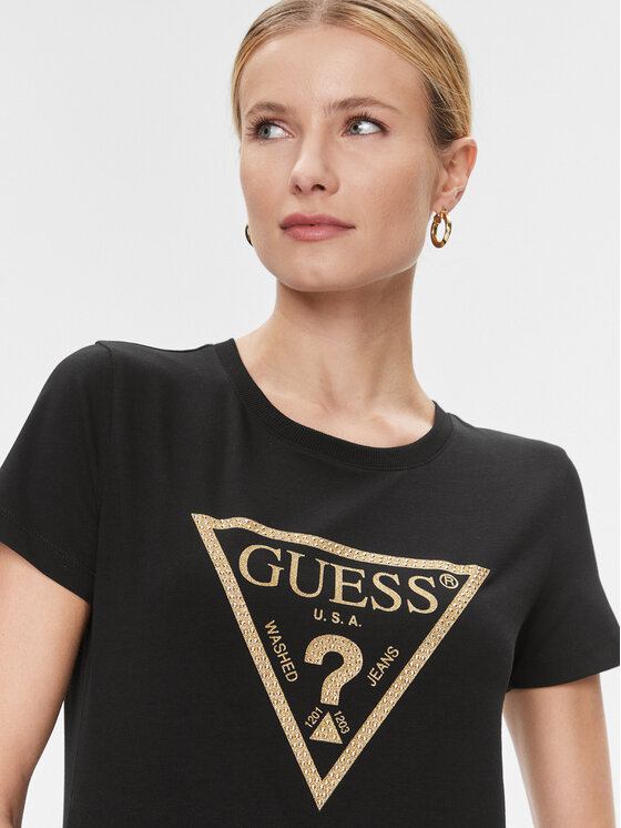 Guess Guess Футболка W4RI69 J1314 Чорний Regular Fit