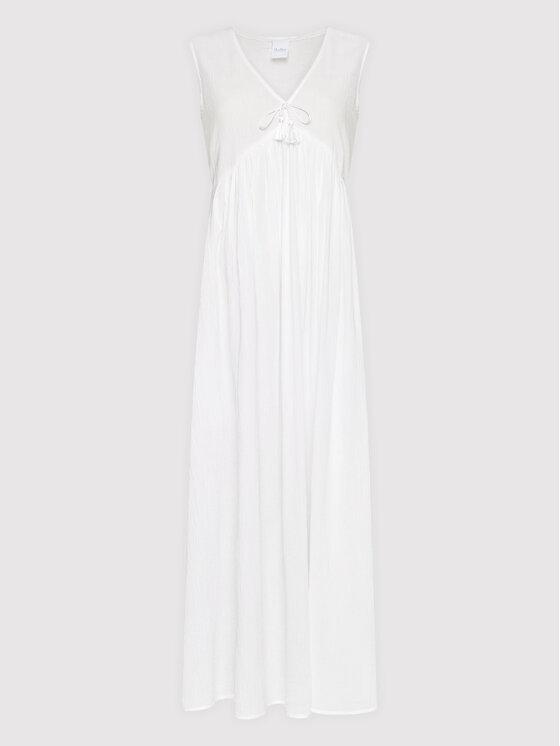 Max Mara Beachwear Max Mara Beachwear Poletna obleka Volante 32210128 Bela Regular Fit