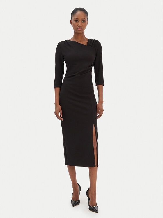 Rinascimento Koktejlové šaty CFC0126635003 Čierna Slim Fit