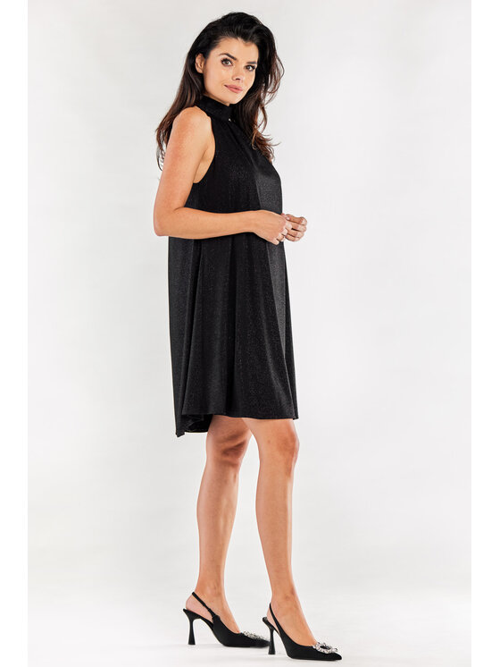 Awama Awama Večerné šaty A556 Čierna Basic Fit