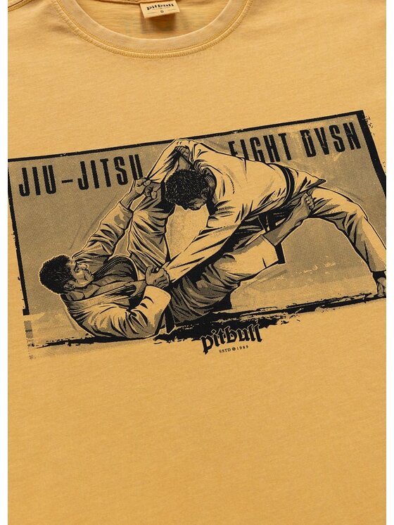 PITBULL PITBULL T-Shirt JIU-JITSU FIGHT DVSN Żółty Regular Fit