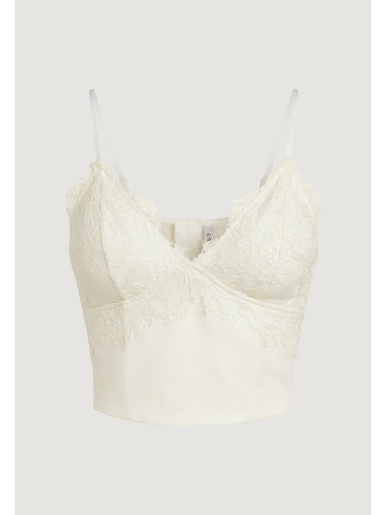 Artigli Artigli T-shirt BUSTIER IN PIZZO E RASO Beige Blazer Fit