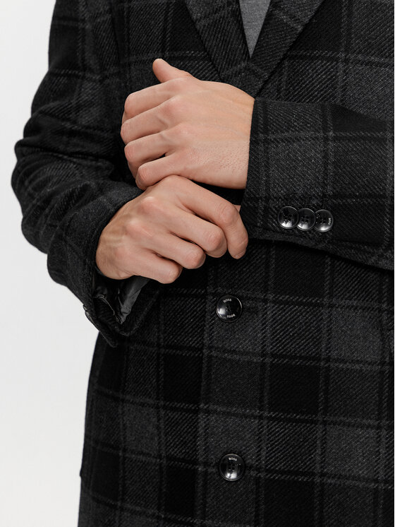 BOSS Boss Vlnený kabát H-Hyde-C-224 50502270 Čierna Regular Fit