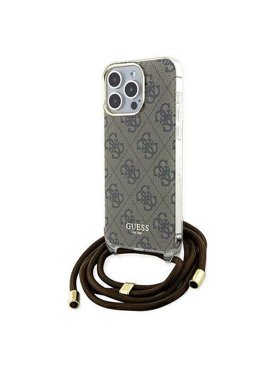 Guess Guess Etui na telefon iPhone 15 Pro Brązowy