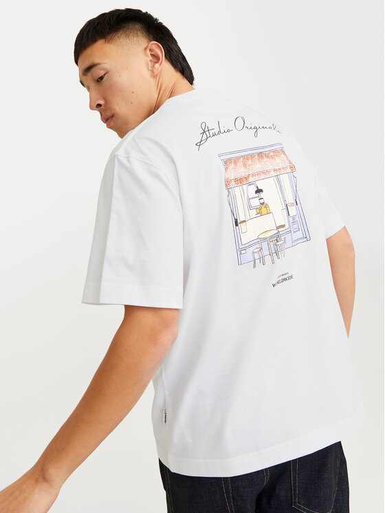 Jack&Jones Jack&Jones Majica Islington 12273015 Bela Loose Fit