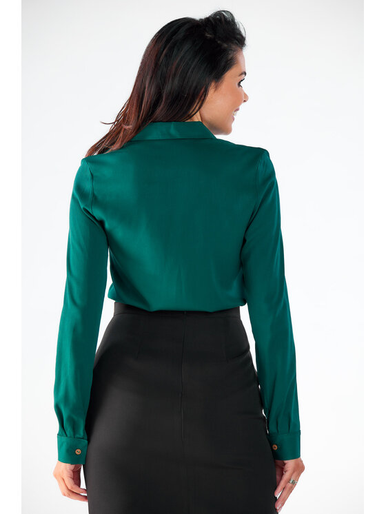Awama Awama Koszula A526 Zielony Basic Fit