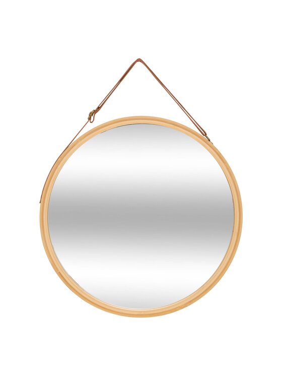 Lustro MIAhome, Brązowy, wiszące w bambusowej ramie Ø 38 cm BAMBU