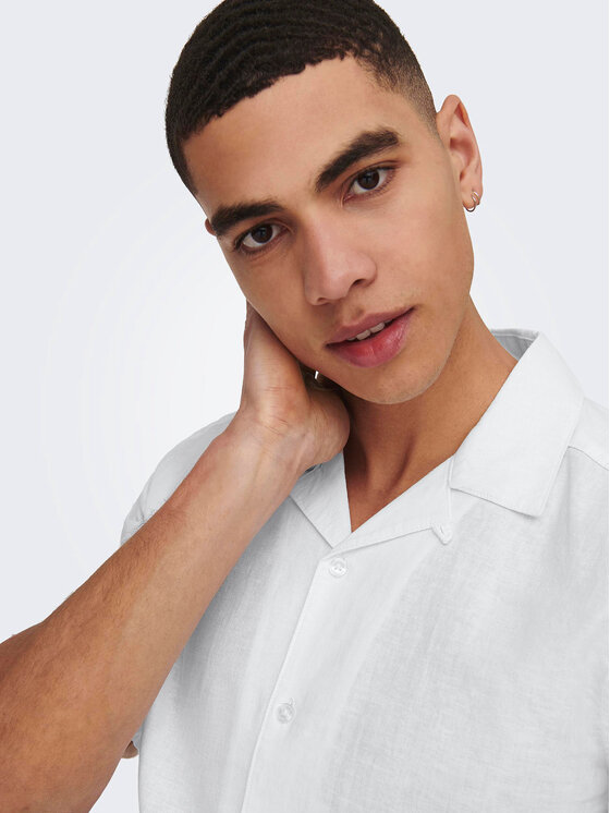 Only & Sons Only & Sons Marškiniai Caiden 22025116 Balta Slim Fit
