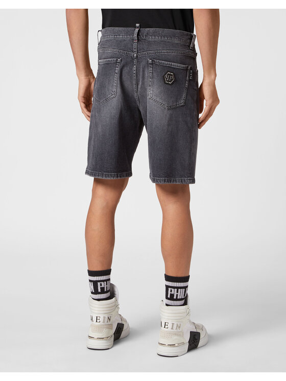 PHILIPP PLEIN PHILIPP PLEIN Szorty jeansowe 9243 Szary Loose Fit