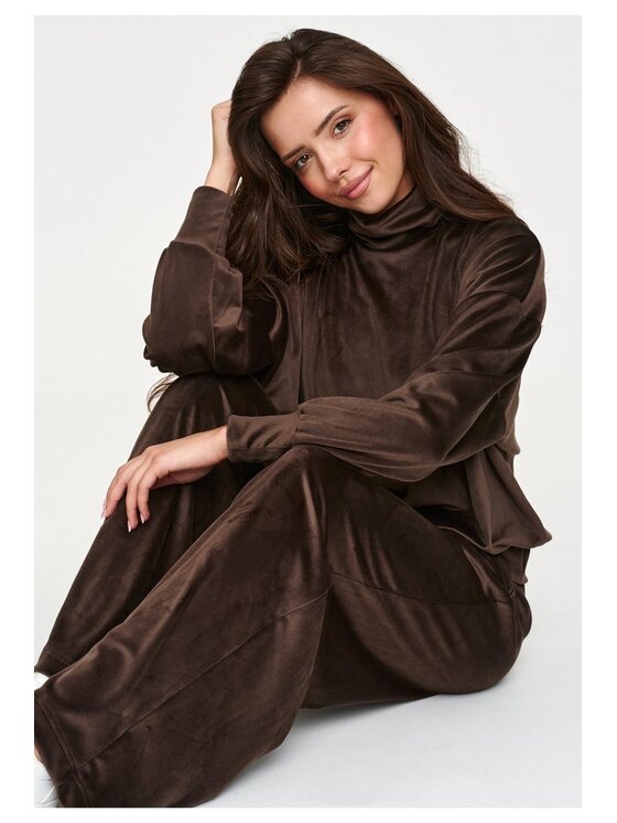 Makadamia Makadamia Dres M953 Brązowy Loose Fit