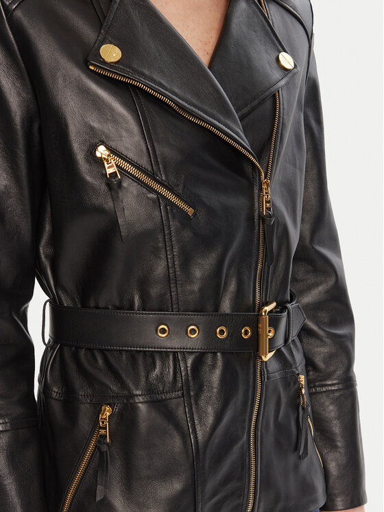 Elisabetta Franchi Elisabetta Franchi Lederjacke GD-50Z-56E2-V1350 Schwarz Regular Fit