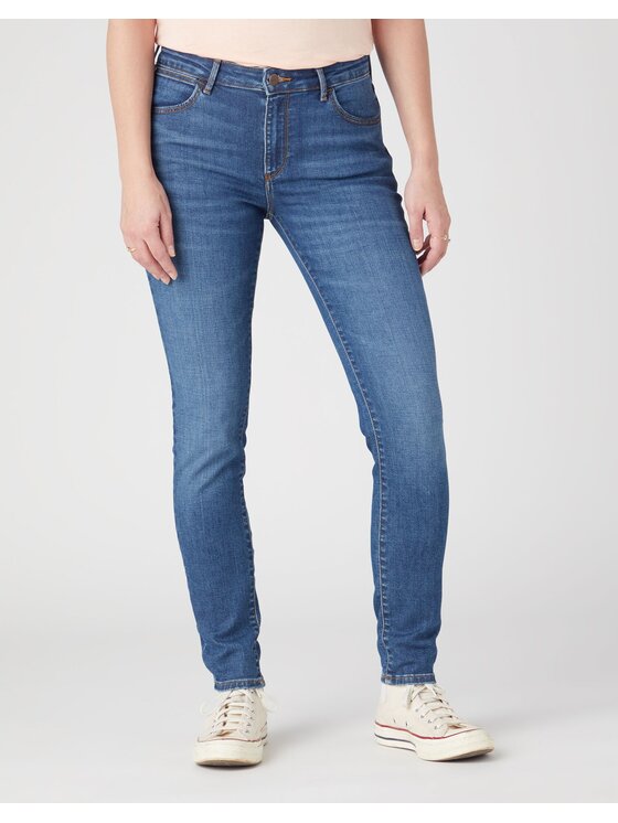 Wrangler Wrangler Jeansy SKINNY Niebieski Skinny Fit
