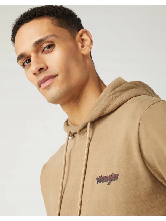 Wrangler Wrangler Bluza Logo Hoodie Brązowy Hoodie Fit