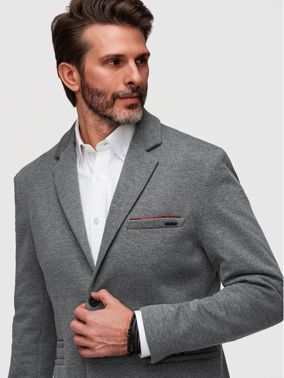Ombre Ombre Marynarka M170 Szary Slim Fit