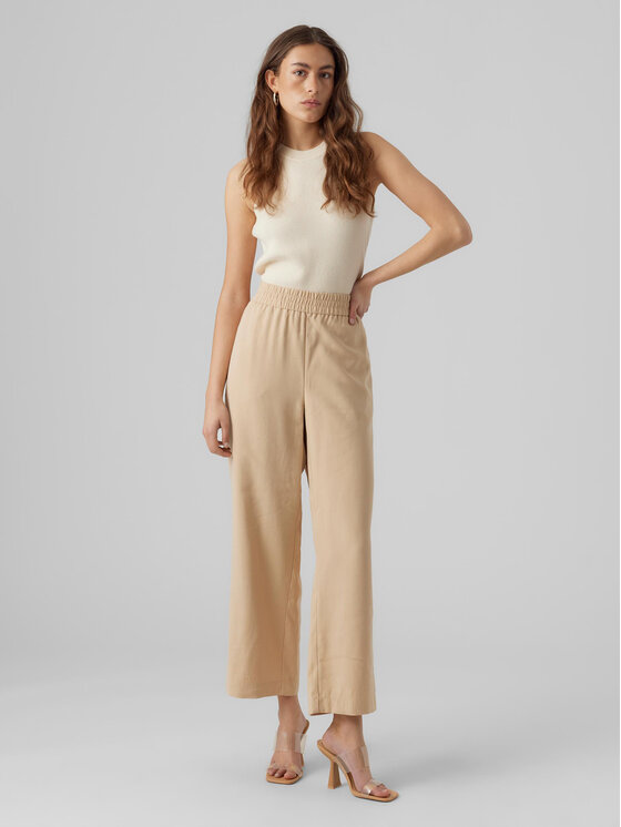 Vero Moda Vero Moda Hlače Carmen 10278926 Bež Wide Leg