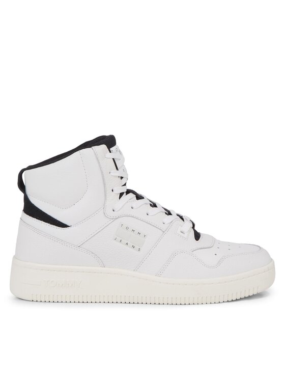 Tommy Jeans Snīkeri Basket Mid EM0EM01258 Balts