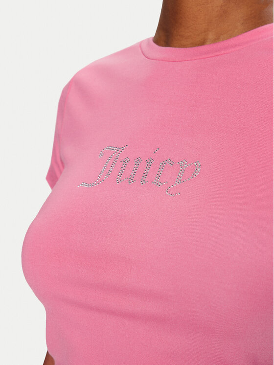 Juicy Couture Juicy Couture Тишърт Dot Ruched JCWCT24311 Розов Slim Fit