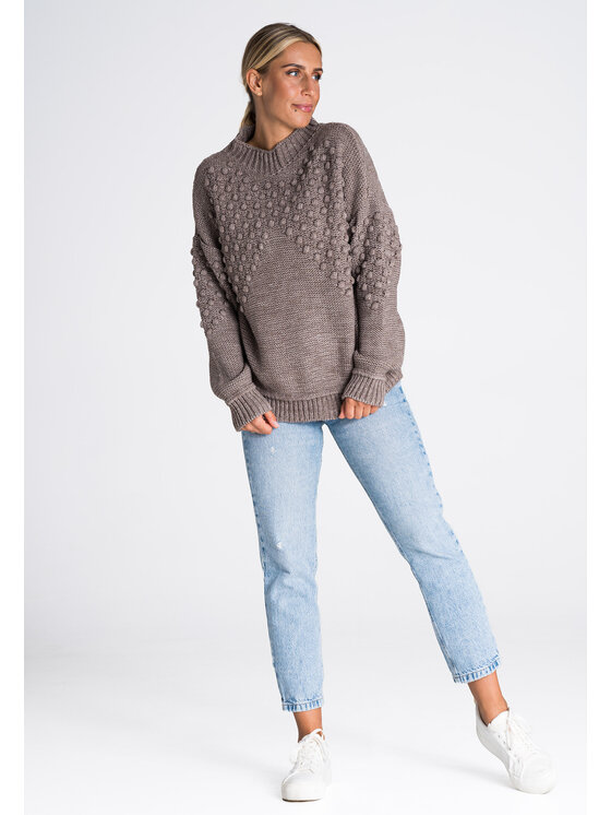 FIGL FIGL Sveter M982 Hnedá Regular Fit