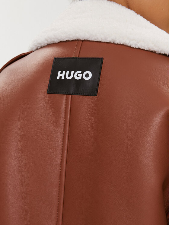 HUGO Hugo Báránybőr kabát Mafalu-1 50499137 Barna Relaxed Fit