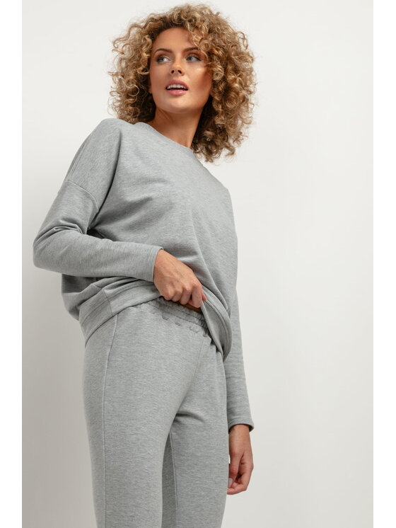 Tessita Tessita Bluza T381 Szary Straight Fit