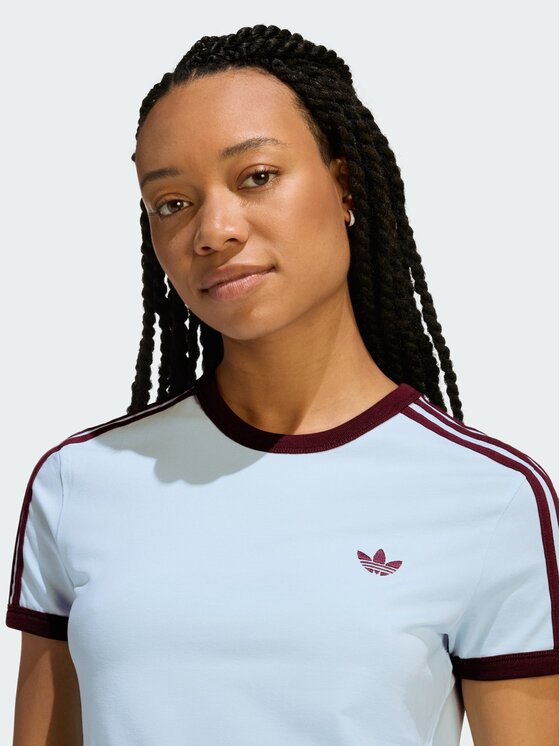 adidas adidas T-Shirt 3 STRIPES SLIM TEE Niebieski jasny Slim Fit