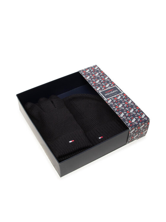 Tommy Hilfiger Комплект шапка и ръкавици Gp Pima Cotton Beanie & Gloves AM0AM06595 Черен