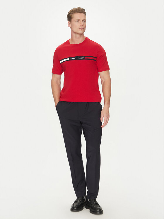 Tommy Hilfiger Tommy Hilfiger T-Shirt Chest Insert MW0MW36498 Červená Regular Fit