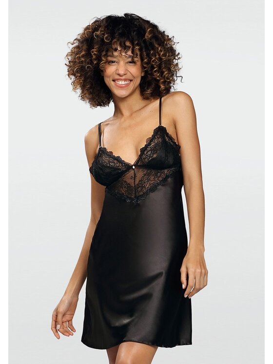 DKaren Lingerie DKaren Lingerie Halka Frances Czarny Classic Fit
