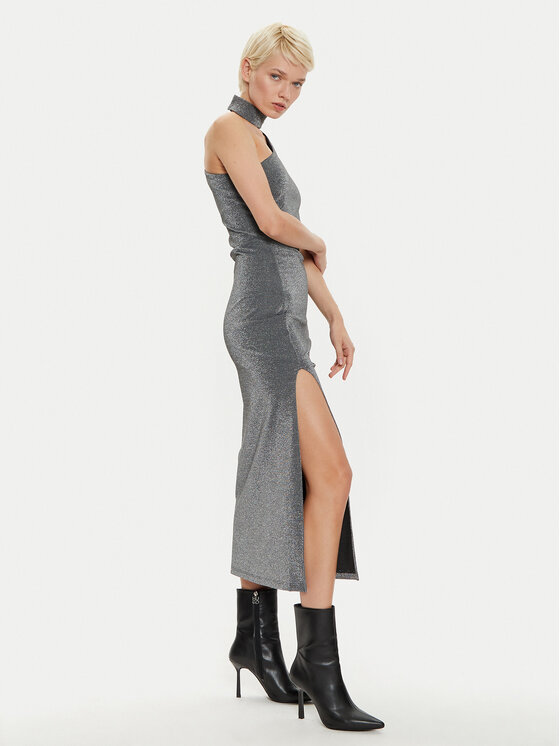 HUGO Hugo Koktejlové šaty 50522764 Strieborná Slim Fit