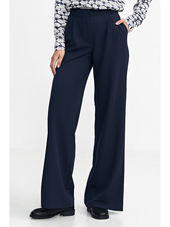 NIFE NIFE Kalhoty z materiálu SD102 Tmavomodrá Relaxed Fit