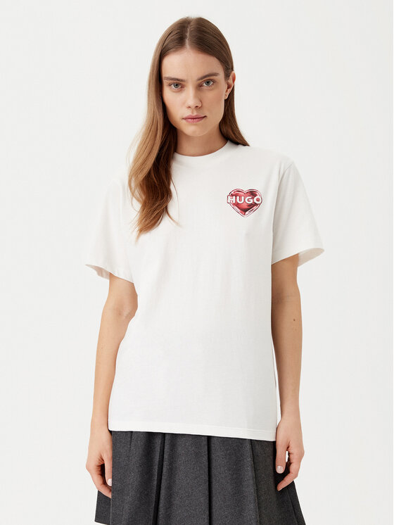 HUGO HUGO T-Shirt Vintage 50534545 Bílá Boxy Fit