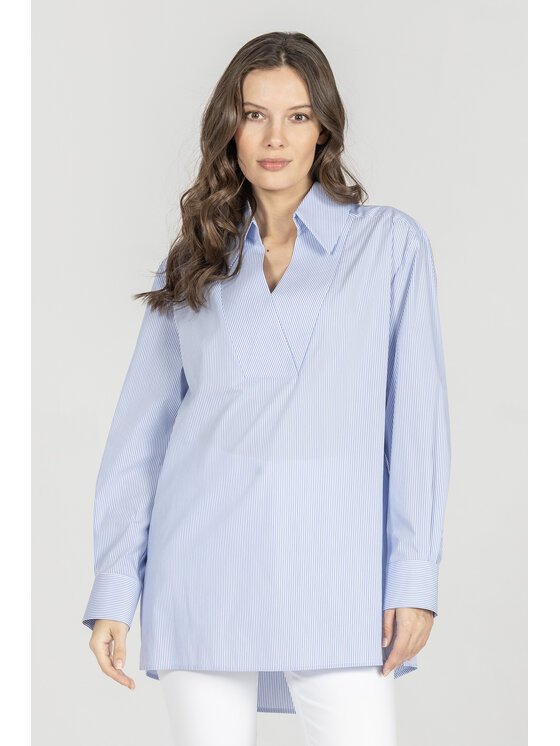 Deni Cler Milano Deni Cler Milano Bluzka W-DC-1418-F2-E1-55-1 Niebieski Regular Fit