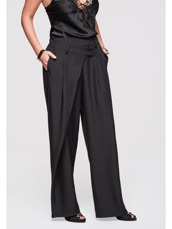 Ombre Ombre Spodnie materiałowe OW-PA-E0003 Czarny Loose Fit