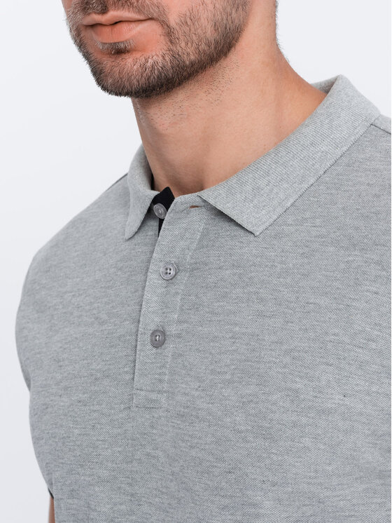 Ombre Ombre Polo OM-POSS-0113 Szary Fitting Fit