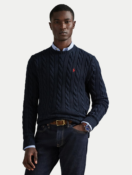 Polo Ralph Lauren Sweter 710775885001 Granatowy Regular Fit