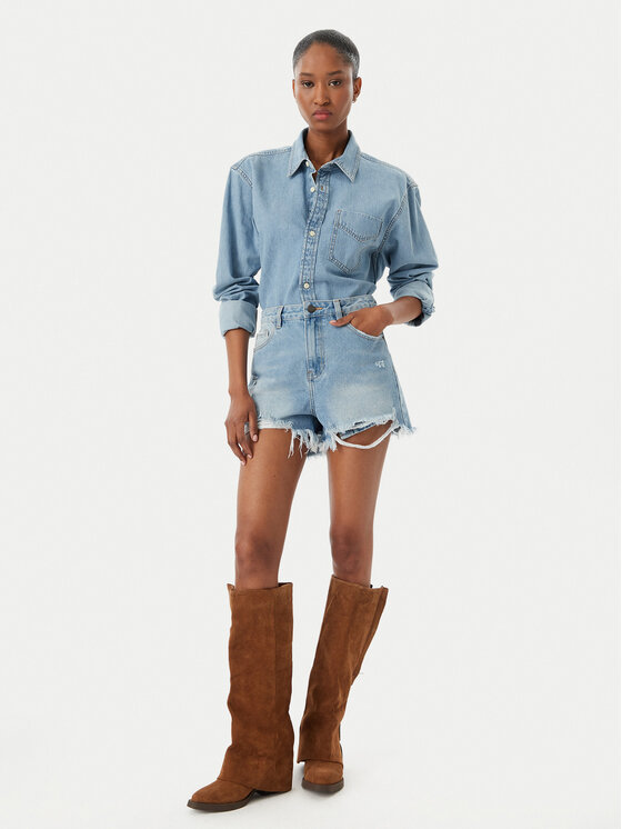 Eleh Eleh Szorty jeansowe EL122 Niebieski Regular Fit