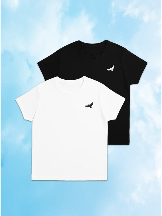 MyStars MyStars Komplet t-shirtów Zestaw koszulek Męskich Ptaki Mewy L Czarny Regular Fit