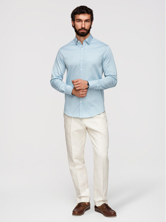 Ombre Ombre Koszula OM-SHOS-0211 Niebieski Slim Fit
