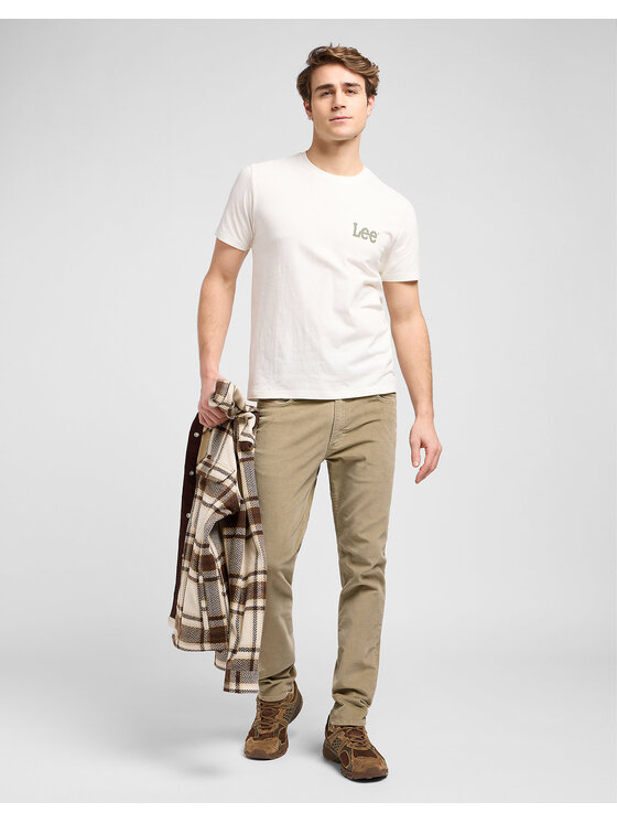 Lee Lee T-shirt MEDIUM WOBBLY TEE Bianco Regular Fit