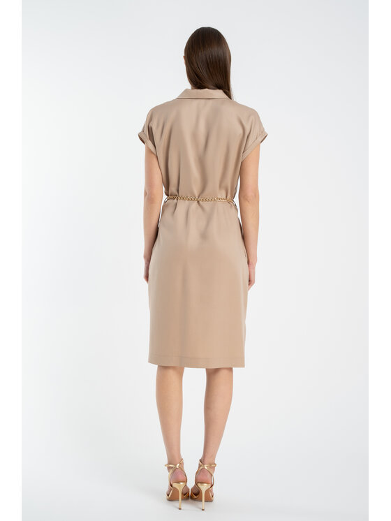 CLICK CLICK Košilové šaty 60-6136 Béžová Close Fit