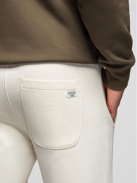 Ombre Ombre Spodnie dresowe OM-PABS-0304 Kremowy Slim Fit
