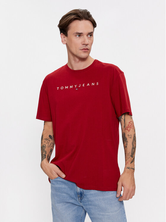 Tommy Jeans Tommy Jeans T-Shirt Linear Logo DM0DM17993 Červená Regular Fit