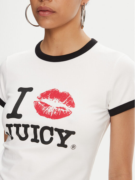 Juicy Couture Juicy Couture Тишърт I Kiss JCWCT125318 Бял Slim Fit