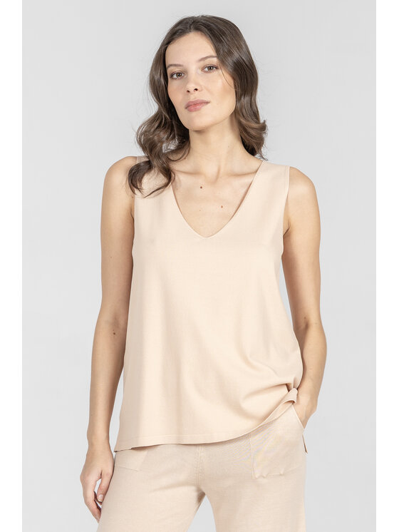 Deni Cler Milano Deni Cler Milano Top T-DC-0010-F2-20-12-1 Beżowy Regular Fit