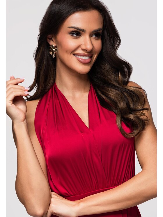 Ombre Ombre Sukienka wieczorowa LA-OM-DLR359 Czerwony Regular Fit