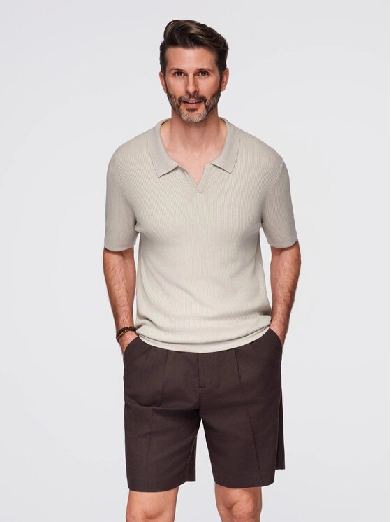 Ombre Ombre Polo OM-POSS-0160 Szary Regular Fit