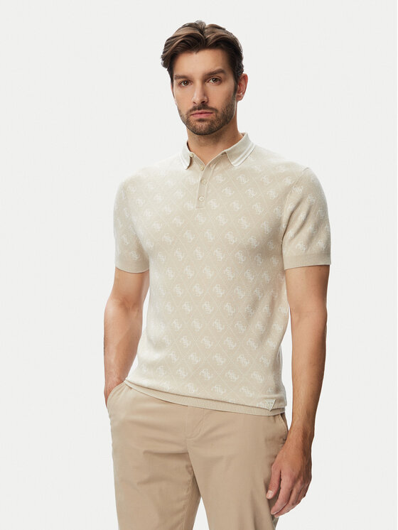 Guess Tricou polo M6YR10 Z0915 Bej Regular Fit